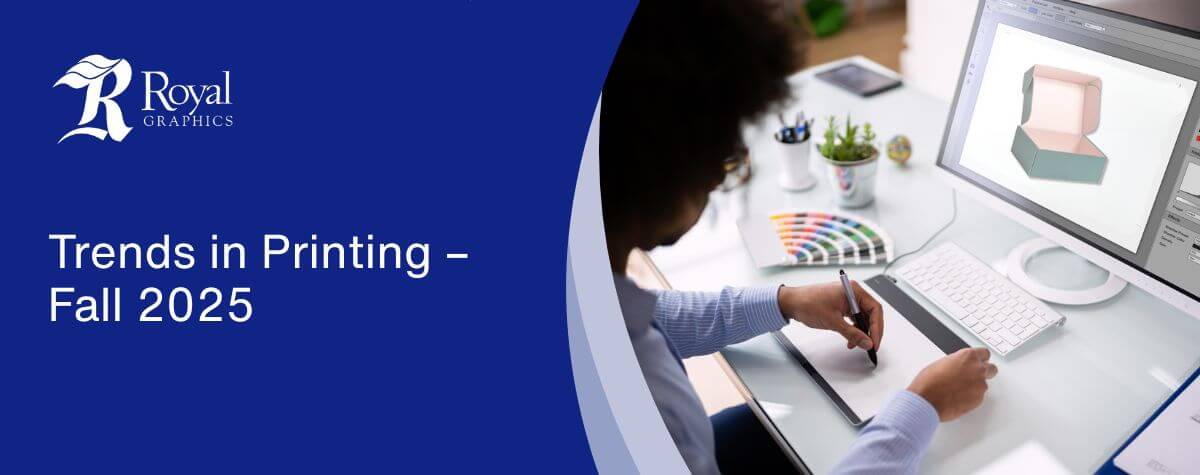 Patriotic Packaging Printing Made In Canada is a printing trend that is continuing to build momentum into the autumn. We have seen an increase in Canadian design elements for both corrugated and plastics manufacturers. Many customers are looking for print dies that show support for local, Canadian business. Whether helping customers revise their existing print dies to include a Canadian reference, add a flag on bottom flap print, or print new branding that boasts the Maple Leaf, it has been an interesting addition to the work that Royal Graphics does. One of our customers said it well when describing this surge in patriotic marketing: “Having ‘Made In Canada’ on packaging at every link in the supply chain matters more today than ever before.” And, because every Royal Graphics print plate is locally made with pride, we couldn’t agree more! Sustainability Printing Eco designs are another trend afoot in the packaging industry. While the recycle mark has found a spot on the bottom flaps of boxes for years now, we are seeing the design for this stamp evolve, and for some customers, get larger. Some polybag manufacturers are looking at designs which speak to the compostable nature of the package. These are the projects that ignite the passion and skill of Royal Graphics’ design team. Whether it is improving an existing look or creating a concept, Renée Hall, V.P. Art Department, heads up a team of four expert designers who can help customers get the exact look that they want on their product.